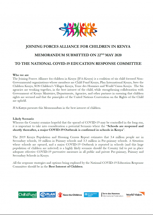 Memorandum on COVID-19 Education Response - May 2020