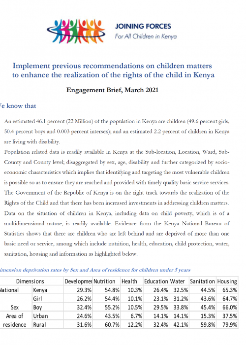 Engagement Brief - Children matters - March 2021